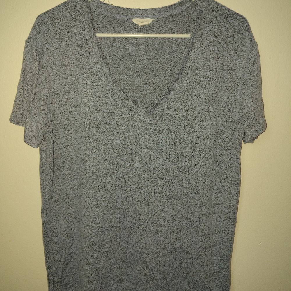 Gray V-Neck Women's Top